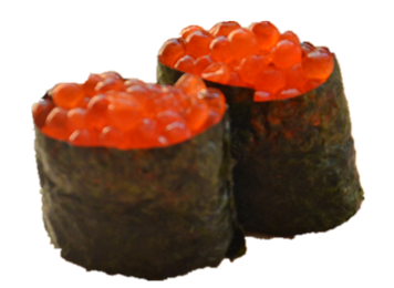 Sushi oeuf de saumon servis par paire